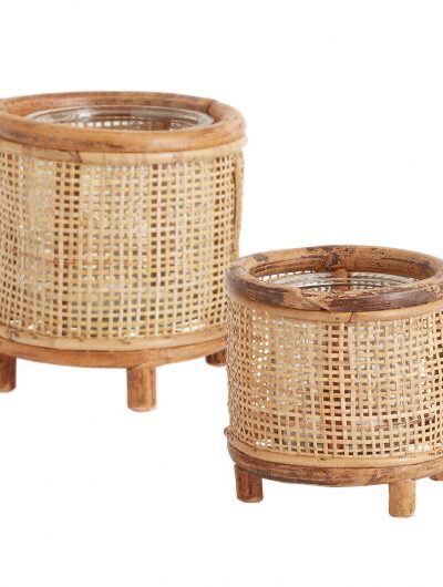 orsen round rattan candle holder