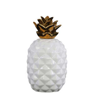 White and Gold Ceramic Pineapple Figurine