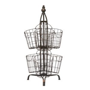 metal stand with 6 wire baskets