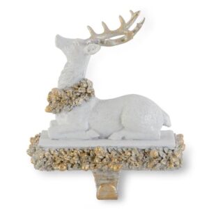 white and gold deer stocking holder