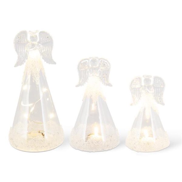 clear led angel with beads set of 3