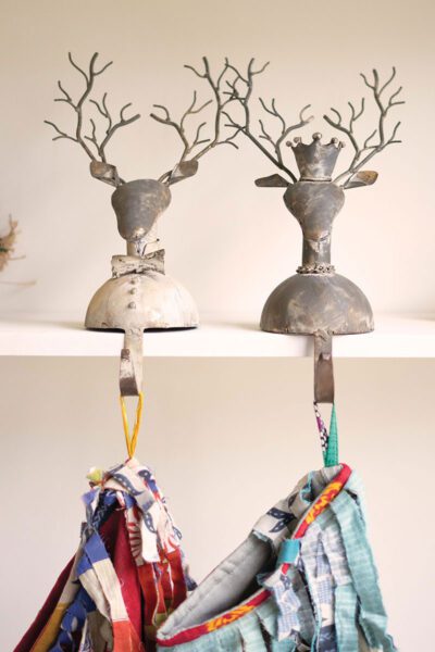 metal deer stocking holders