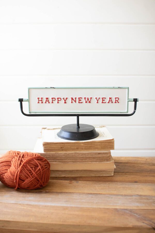 merry christmas/happy new year flip sign