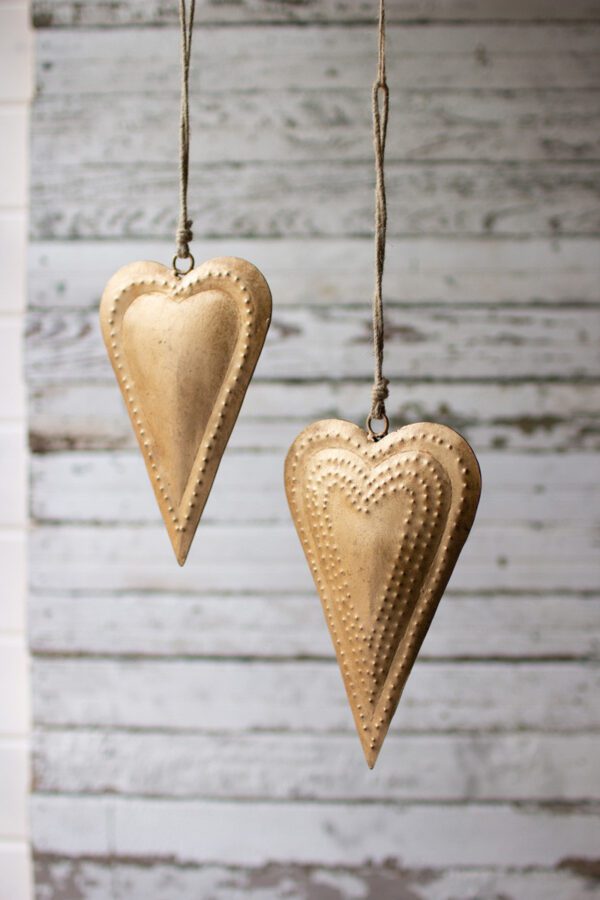 antique brass metal hearts