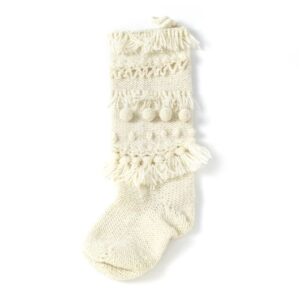 white hand knit stocking
