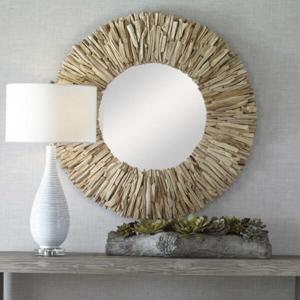 uttermost bleached TEAK BRANCH ROUND MIRROR