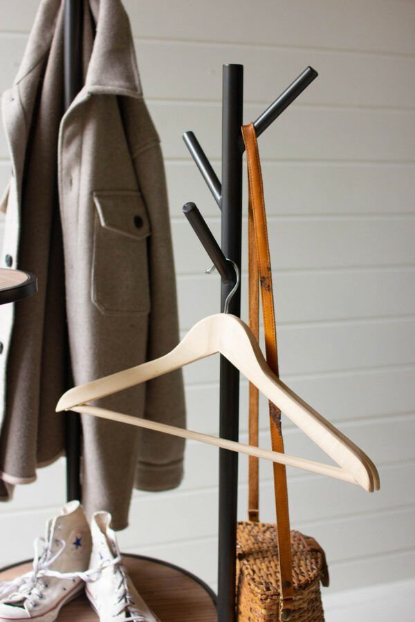 metal and wood coat rack