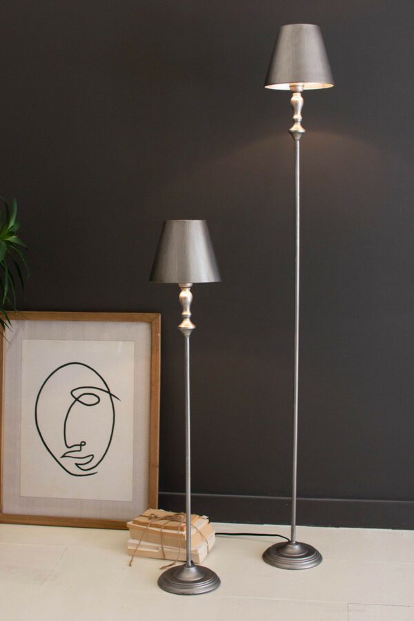 Antique Silver Table Lamp with Metal Shade