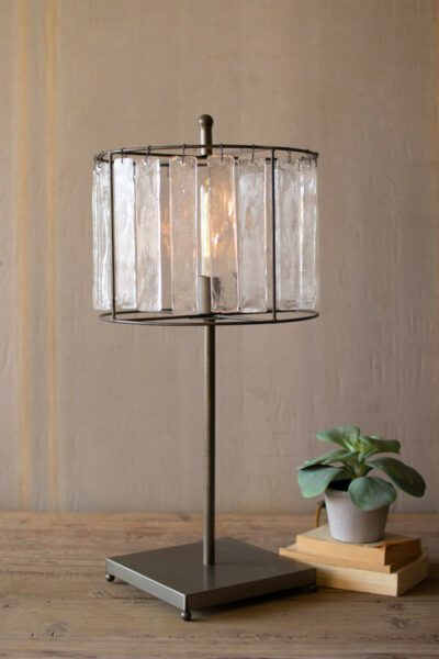 Glass Chimes and Raw Metal Table Lamp