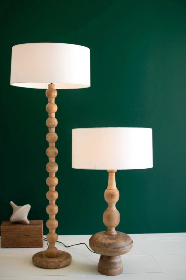 carved wooden table lamp
