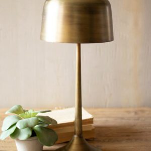 Tall Antique Brass Table Lamp with Brass Shade