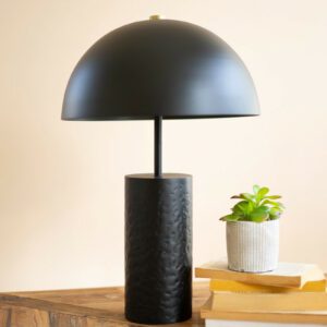 black metal table lamp with dome shade