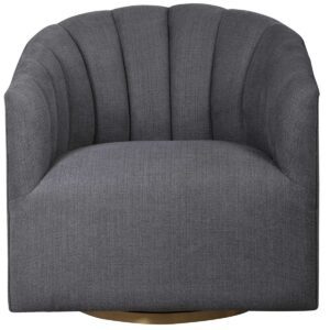 Uttermost Cutberth Swivel Chair in Charcoal Gray