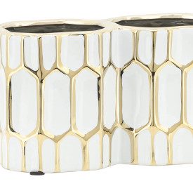 White and Gold 3 Cup Pen Holder