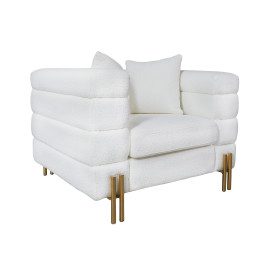 White Stainless Steel Bolstered Single Seater Sofa