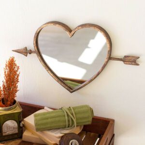 Antique Brass Heart Wall Mirror