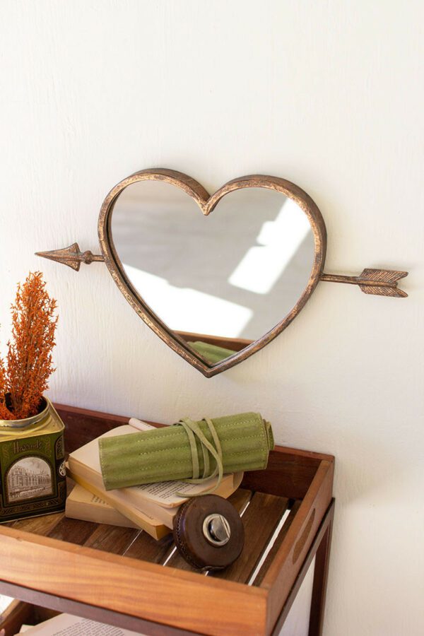 Antique Brass Heart Wall Mirror