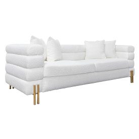 White Stainless Steel Bolstered 3-Seater Sofa