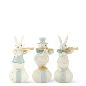 Pastel Resin Instrument Playing Bunny, Set of 3