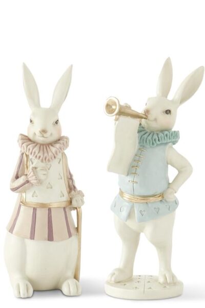 Pastel and Gold Resin Royal Jester Bunnies