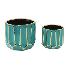 Turquoise and Gold Planter, Set of 2