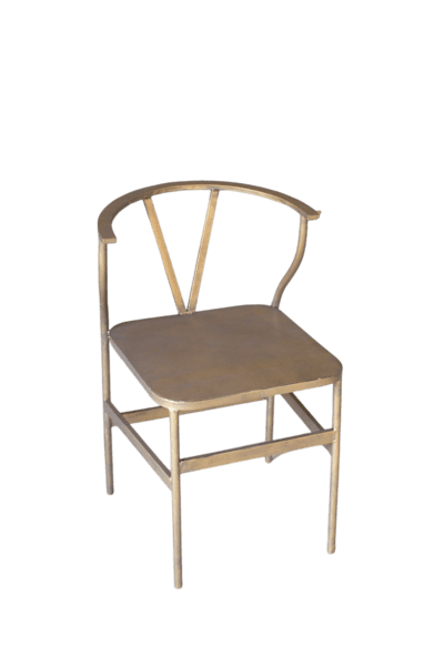 Antique Brass Finish Metal Wishbone Chair