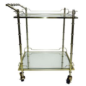 Two Tier Gold Rolling Bar Cart
