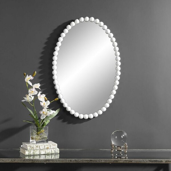 Serna White Oval Mirror
