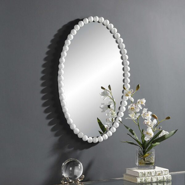 Serna White Oval Mirror