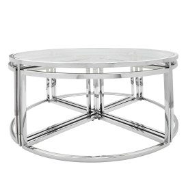 Silver Metal Pull Out Coffee Table