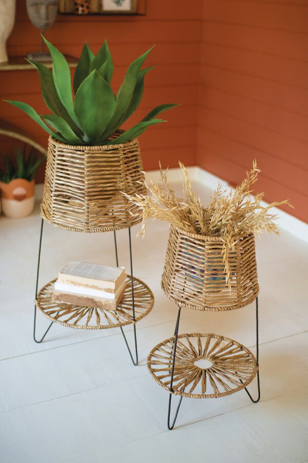 Seagrass and Iron Plant Stand