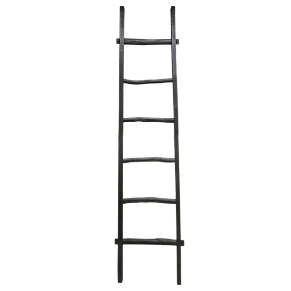 76" Decorative Wooden Black Ladder