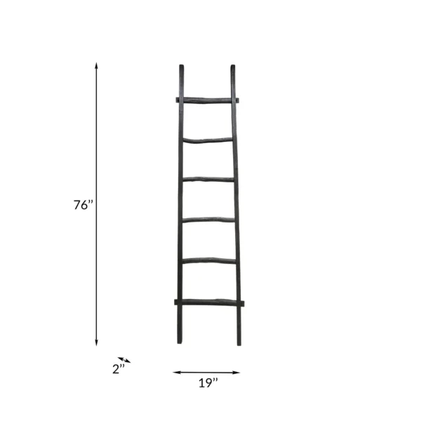 76" Decorative Wooden Black Ladder - Image 3