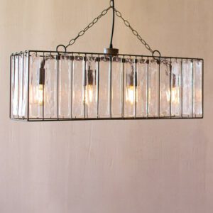 Rectangle Pendant Light with Glass Chimes