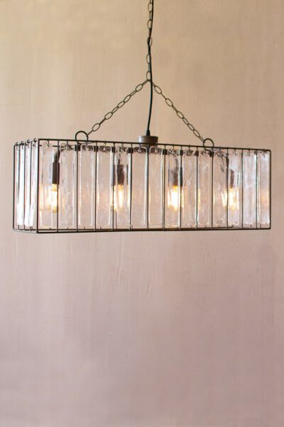 Rectangle Pendant Light with Glass Chimes