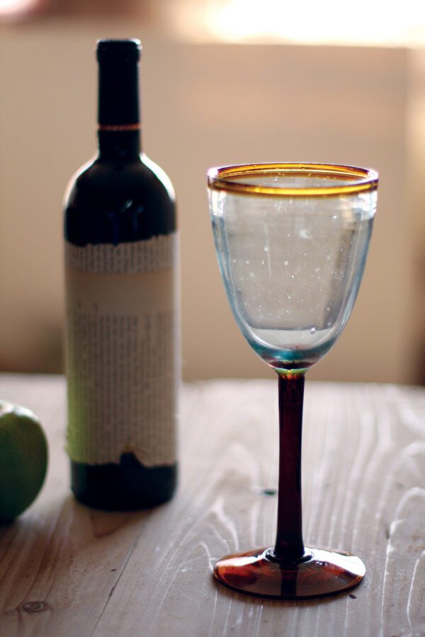 wine glass with amber rim