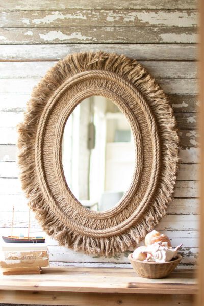 Oval Mirror with Jute