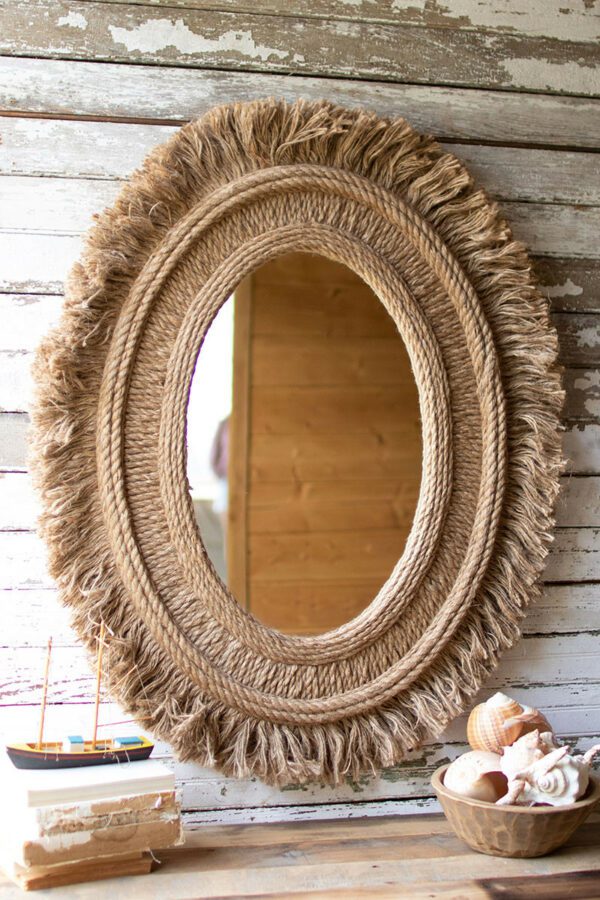 Oval Mirror with Jute