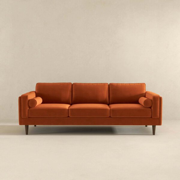 Amber Burnt Orange Luxury Modern Velvet Sofa