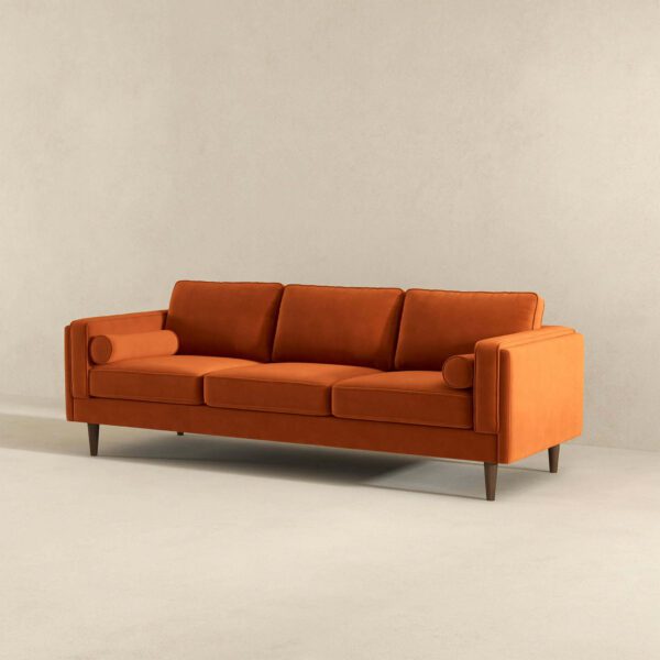 Amber Burnt Orange Luxury Modern Velvet Sofa