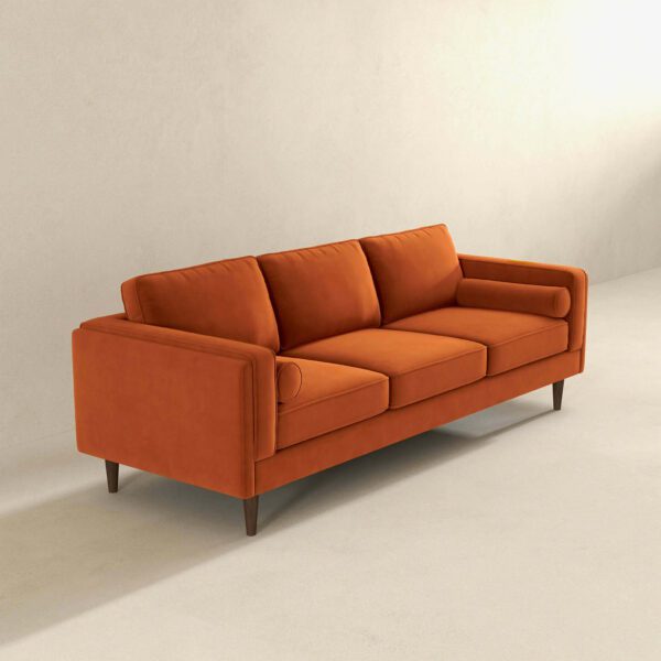 Amber Burnt Orange Luxury Modern Velvet Sofa