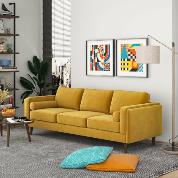 Amber Yellow Luxury Modern Velvet Sofa