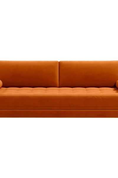 Anthony Burnt Orange Pillow Back Velvet Sofa