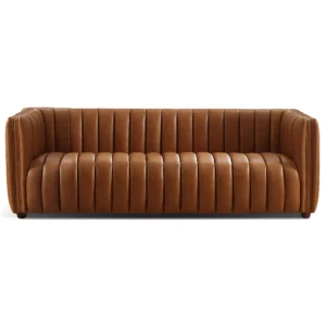 April Luxury Tight Back Tan Leather Couch