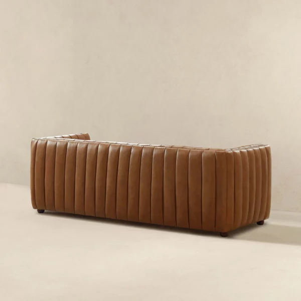 April Luxury Tight Back Tan Leather Couch