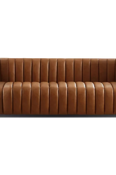 April Luxury Tight Back Tan Leather Couch