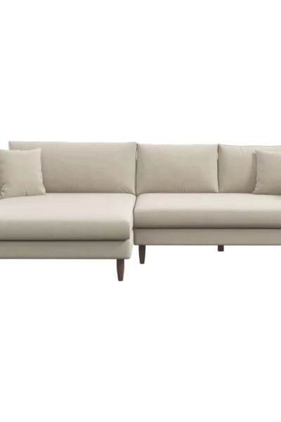 Blake Left Cream Velvet L-Shaped Sectional Sofa