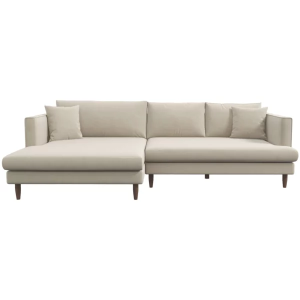 Blake Left Cream Velvet L-Shaped Sectional Sofa