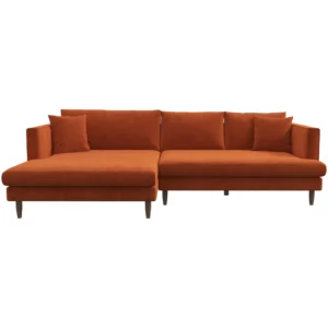 Blake Left Orange Velvet L-Shaped Sectional Sofa