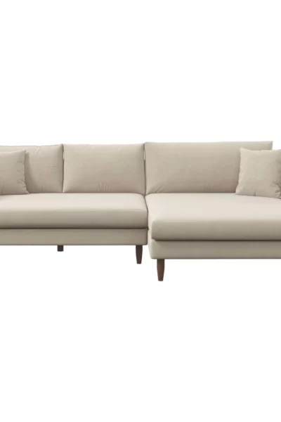 Blake Right Cream Velvet L-Shaped Sectional Sofa